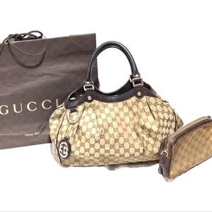 GUCCI Sukey Large Original GG Canvas Tote/Shoulder/Hobo Bag